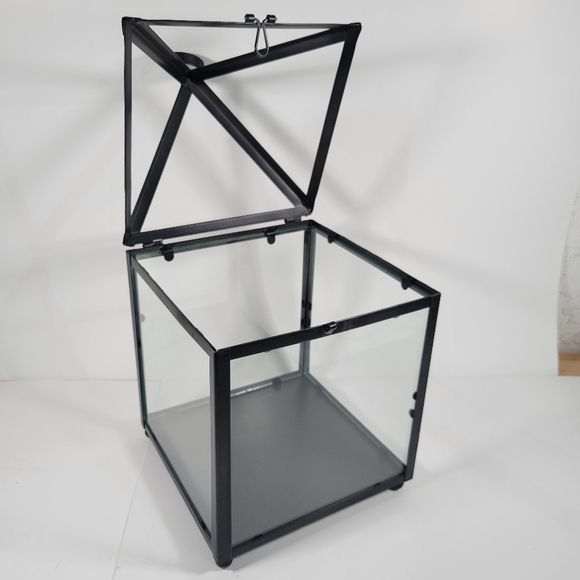 Metal Latern Open Top And Glass 15 in Tall New - Picture 2 of 6